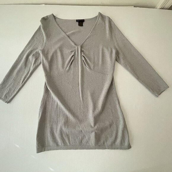 Grace Dane Lewis Womens Shirt Small Silver Gray Rayon Nylon Blouse Top Casual - Picture 11 of 12